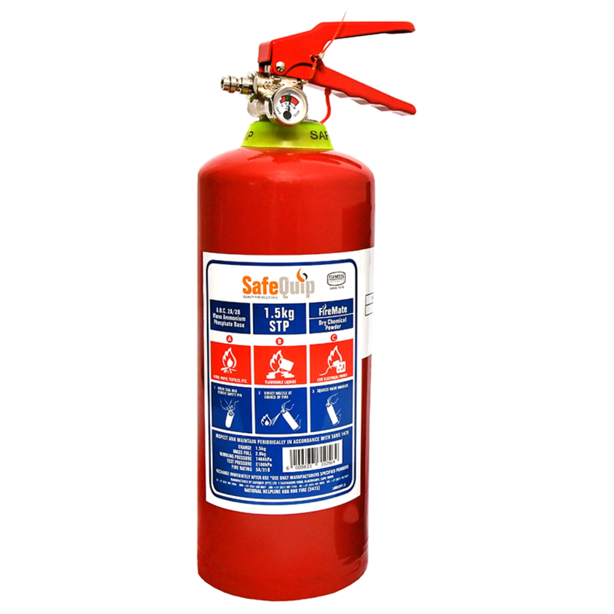 1.5kg DCP Fire Extinguisher with Plastic Bracket