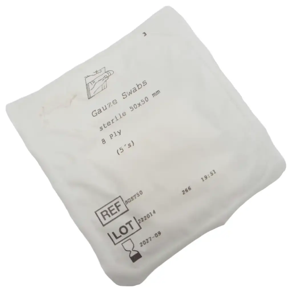 Sterile Cotton Gauze Swabs 50x50mm (8-Ply) – Pack of 5 | First Aid Wound Care Dressing